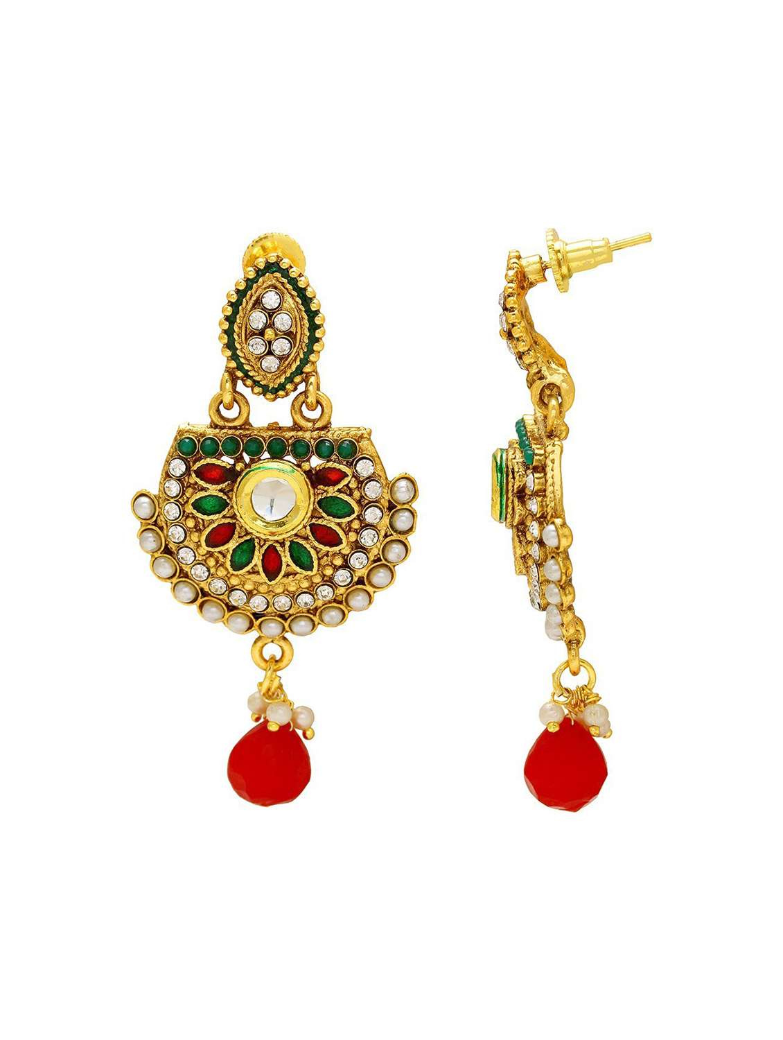 gold brass jhumka earring - 18534143 -  Standard Image - 1