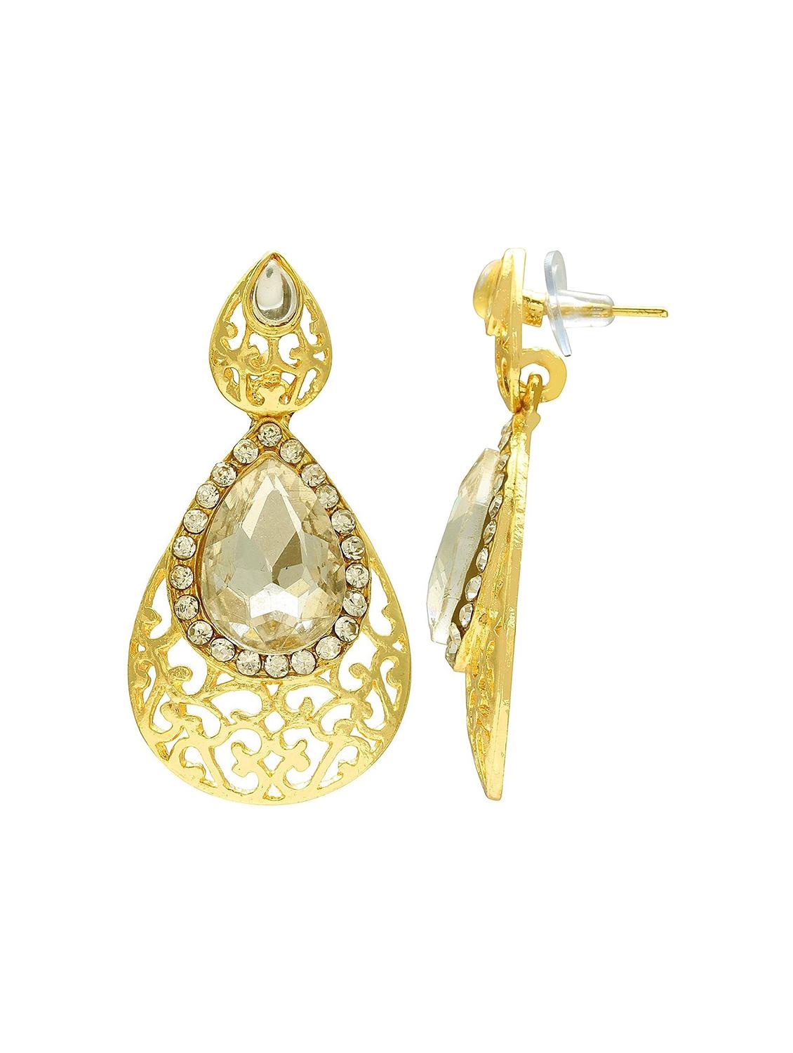 gold brass drop earring - 18534149 - Standard Image - 1