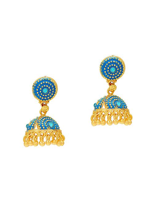 blue brass jhumka earring - 18534159 - Standard Image - 0