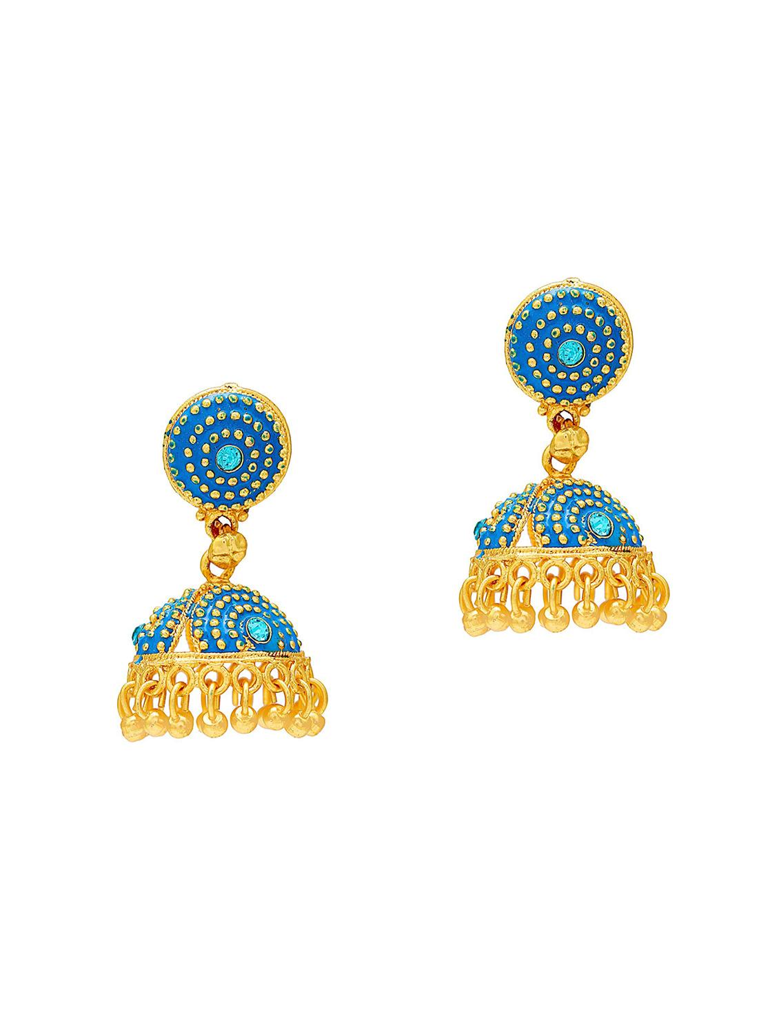 blue brass jhumka earring - 18534159 - Zoom Image - 0