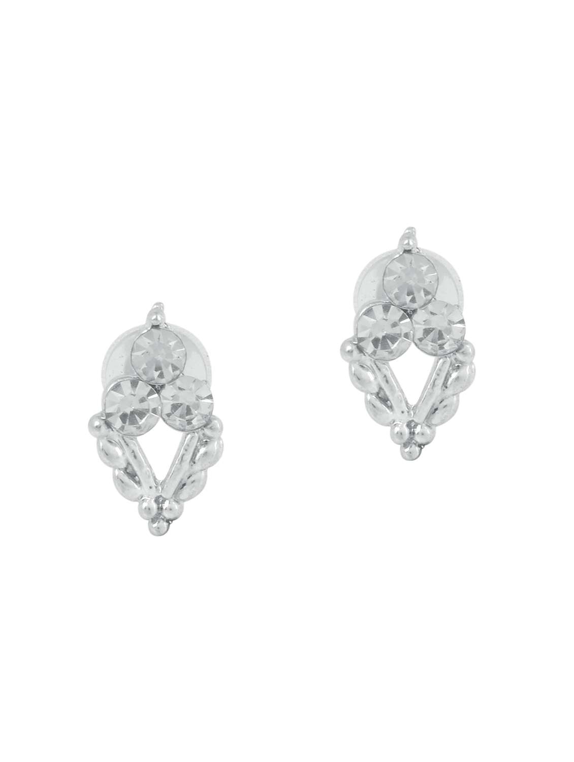 silver brass stud earring