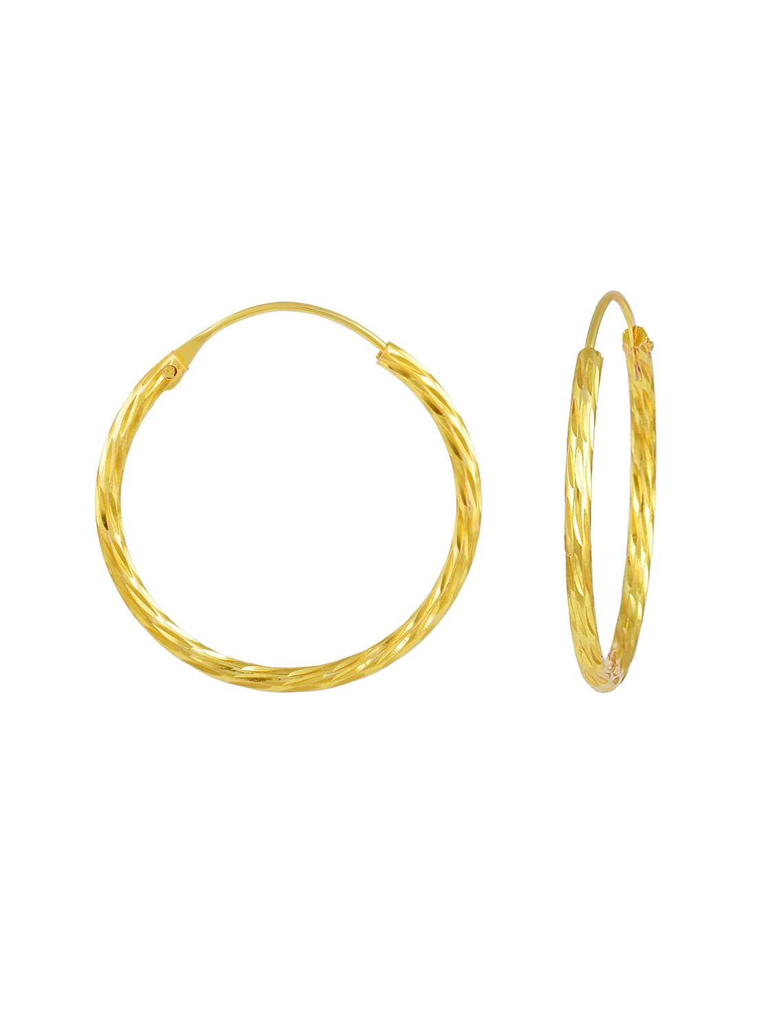 gold brass hoop earring - 18534198 -  Standard Image - 1