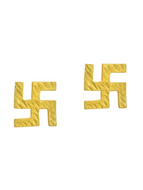 gold brass stud earring - 18534200 - Standard Image - 0
