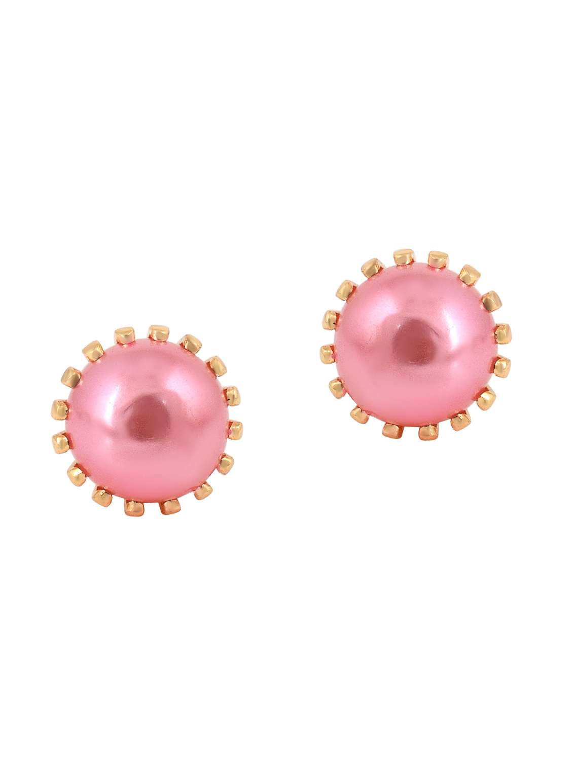 pink brass stud earring