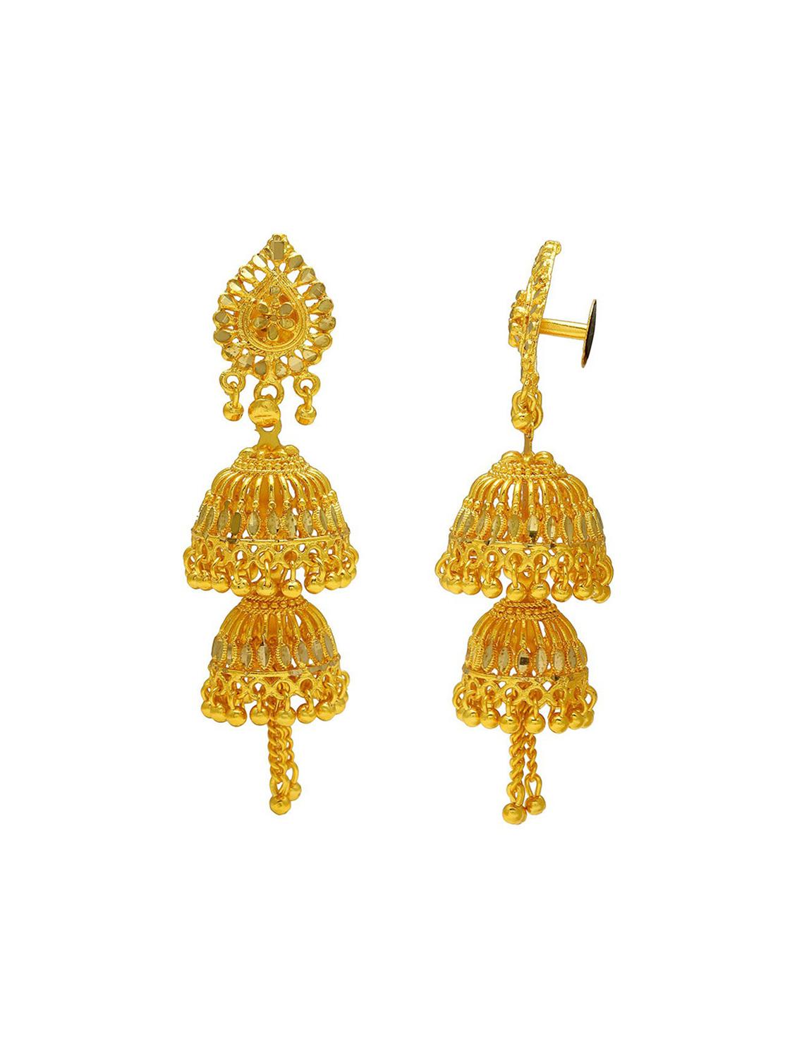 women gold jhumka earrings - 18534244 - Standard Image - 1