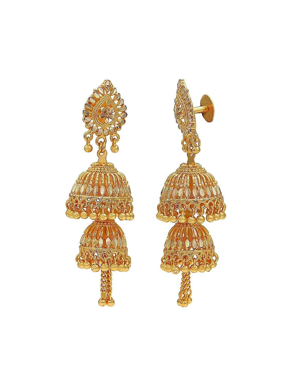 women gold jhumka earrings - 18534249 -  Standard Image - 1