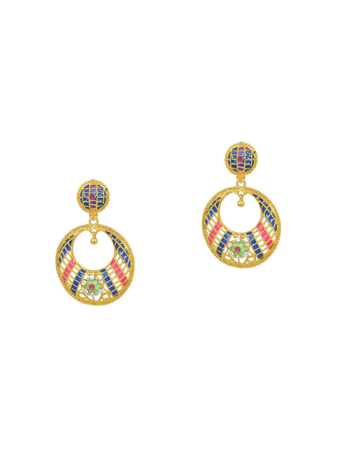 women multi colored drop earrings