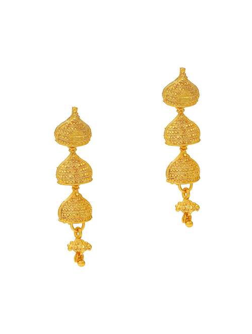 women gold jhumka earring - 18534254 -  Standard Image - 0