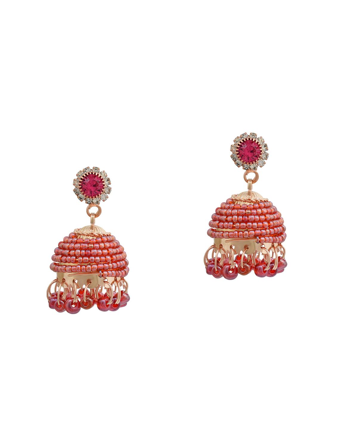 women pink jhumka earrings  - 18534270 -  Zoom Image - 0