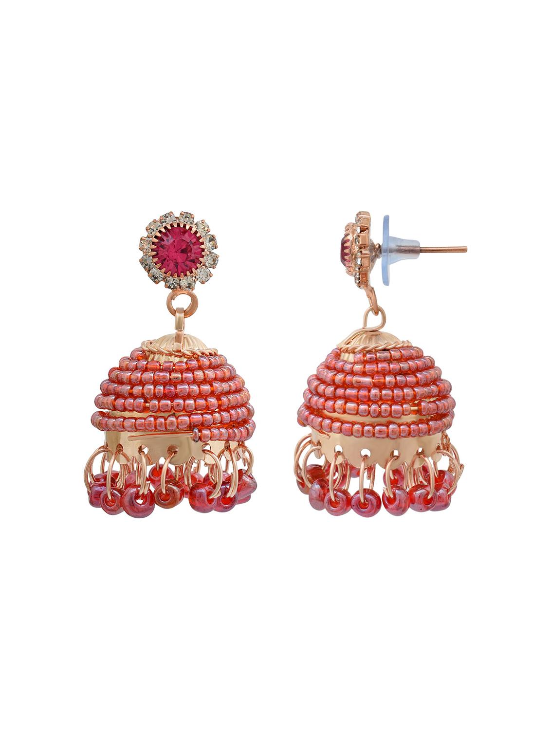 women pink jhumka earrings  - 18534270 -  Standard Image - 1