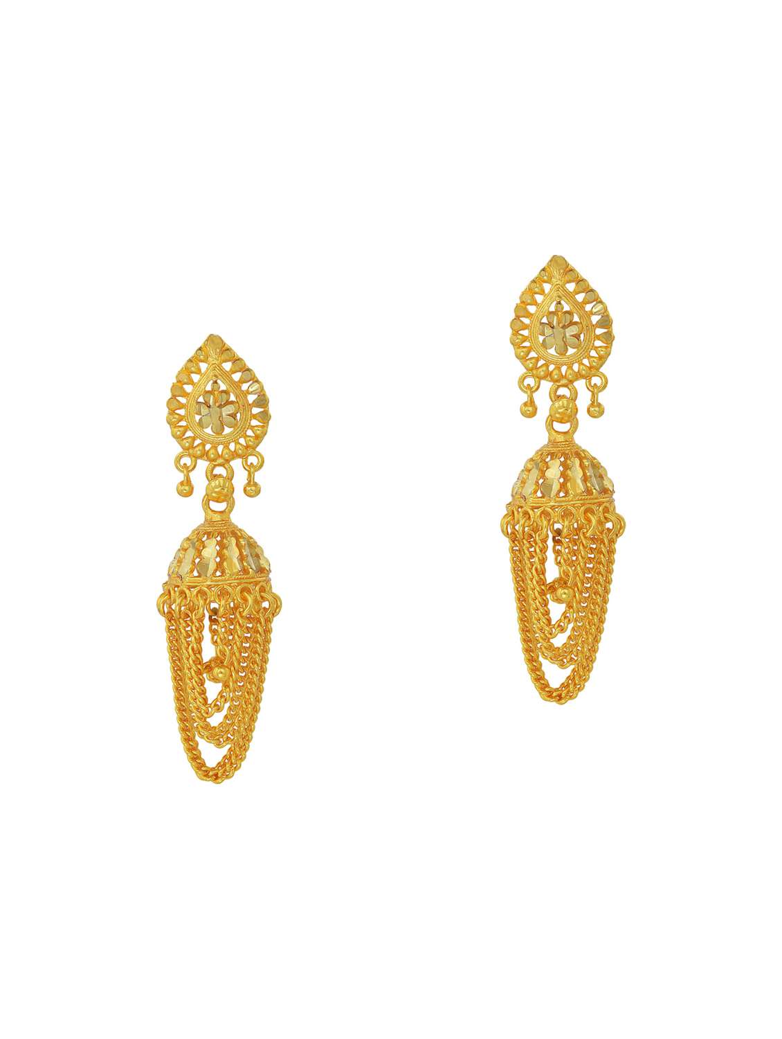 women golden jhumka earring 