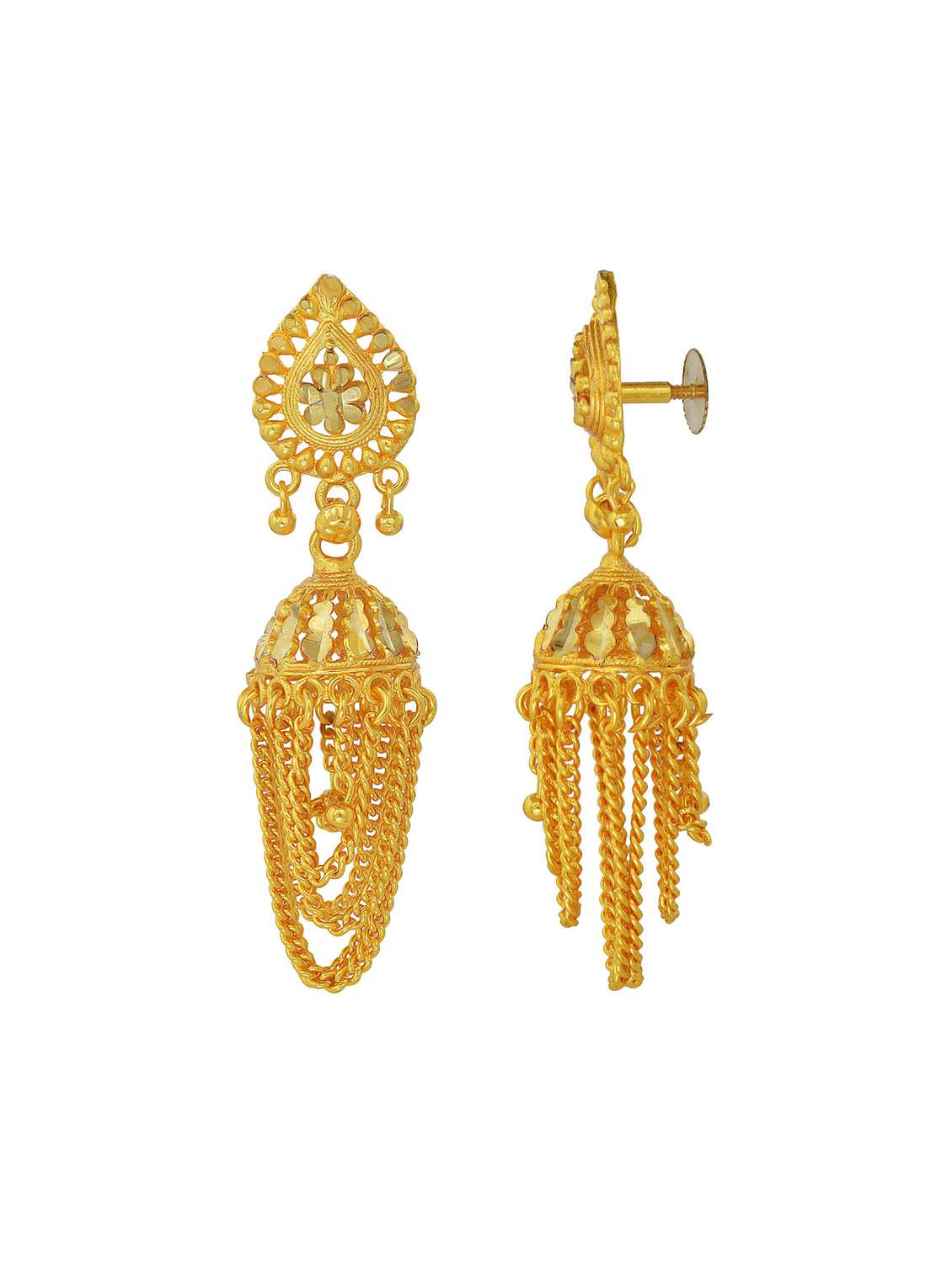 women golden jhumka earring - 18534272 - Standard Image - 1