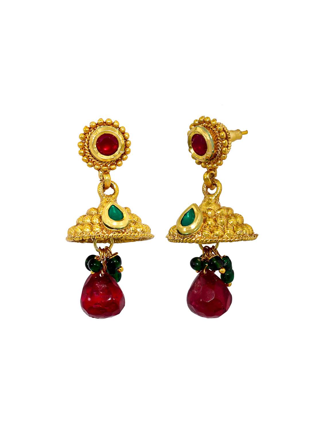 women golden jhumka earring  - 18534280 -  Standard Image - 1