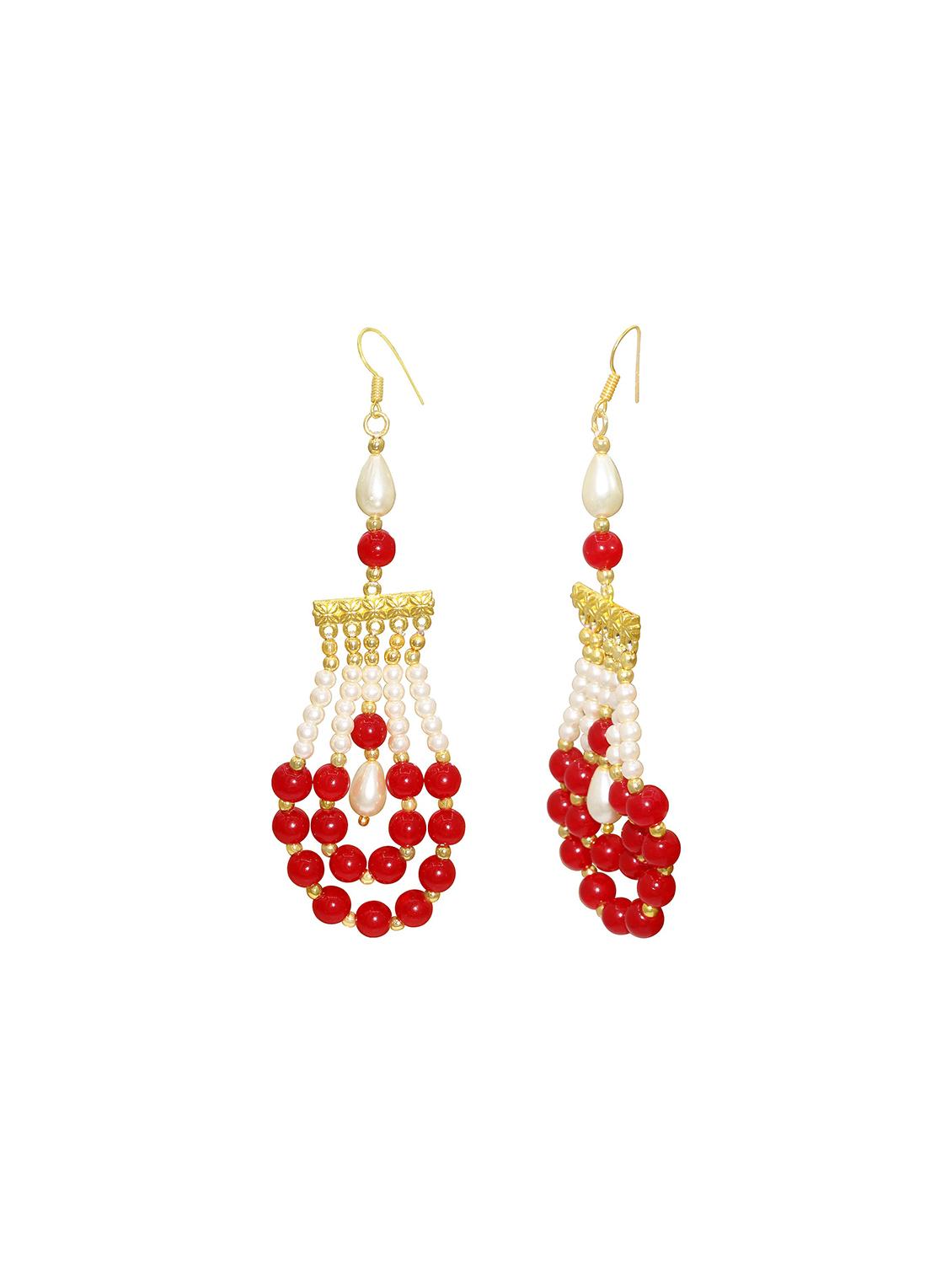 women white & red pearl drop earring  - 18534311 -  Standard Image - 1