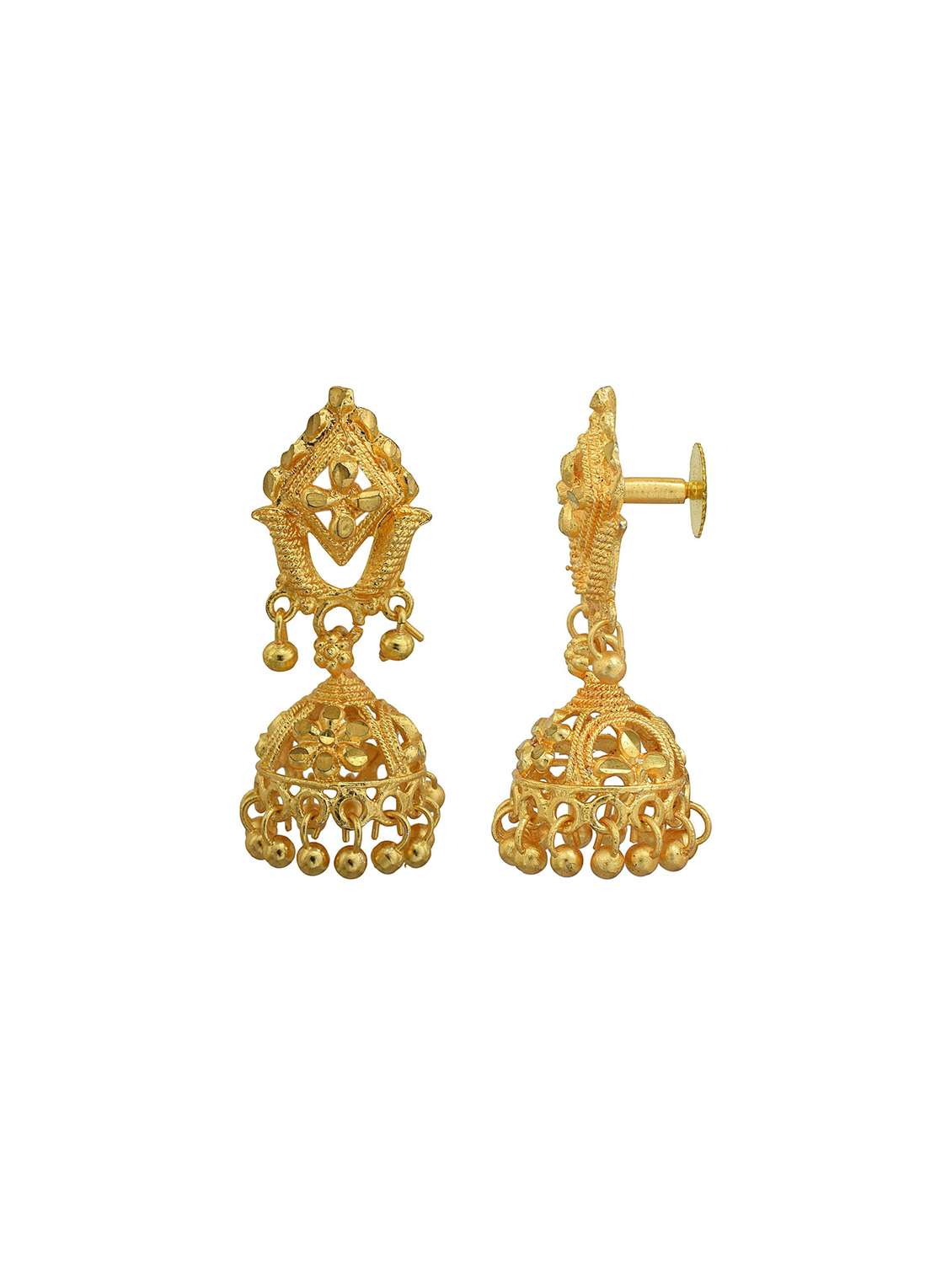 women golden jhumka earring - 18534323 -  Standard Image - 1