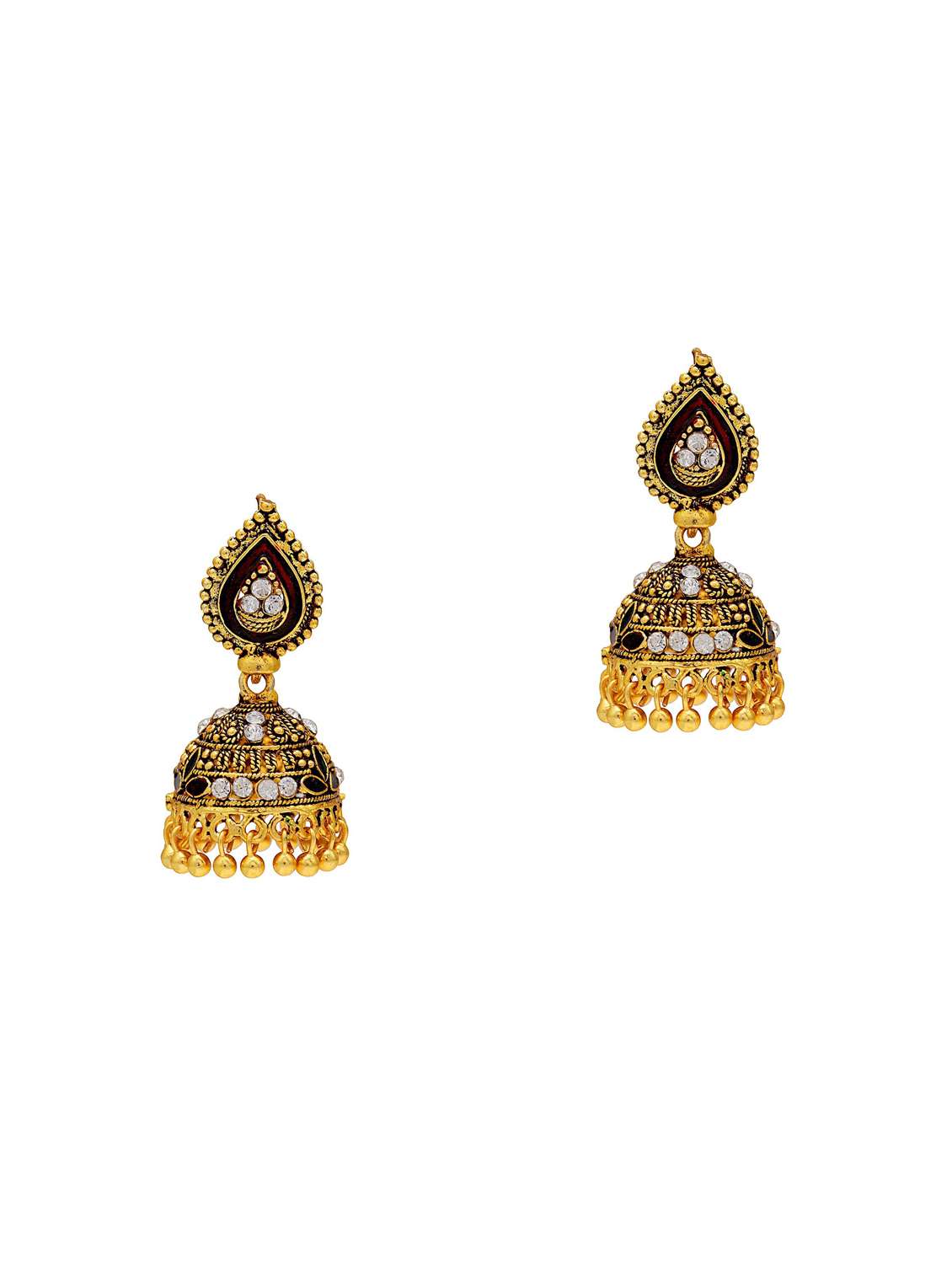 women golden jhumka earring 