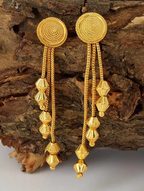 women golden drop earring - 18534331 - Standard Image - 0