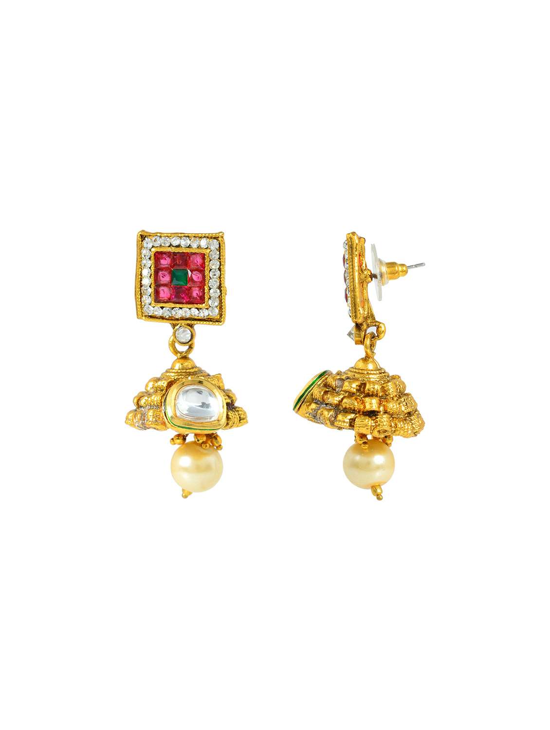 women gold plated drop earring - 18534334 - Standard Image - 1