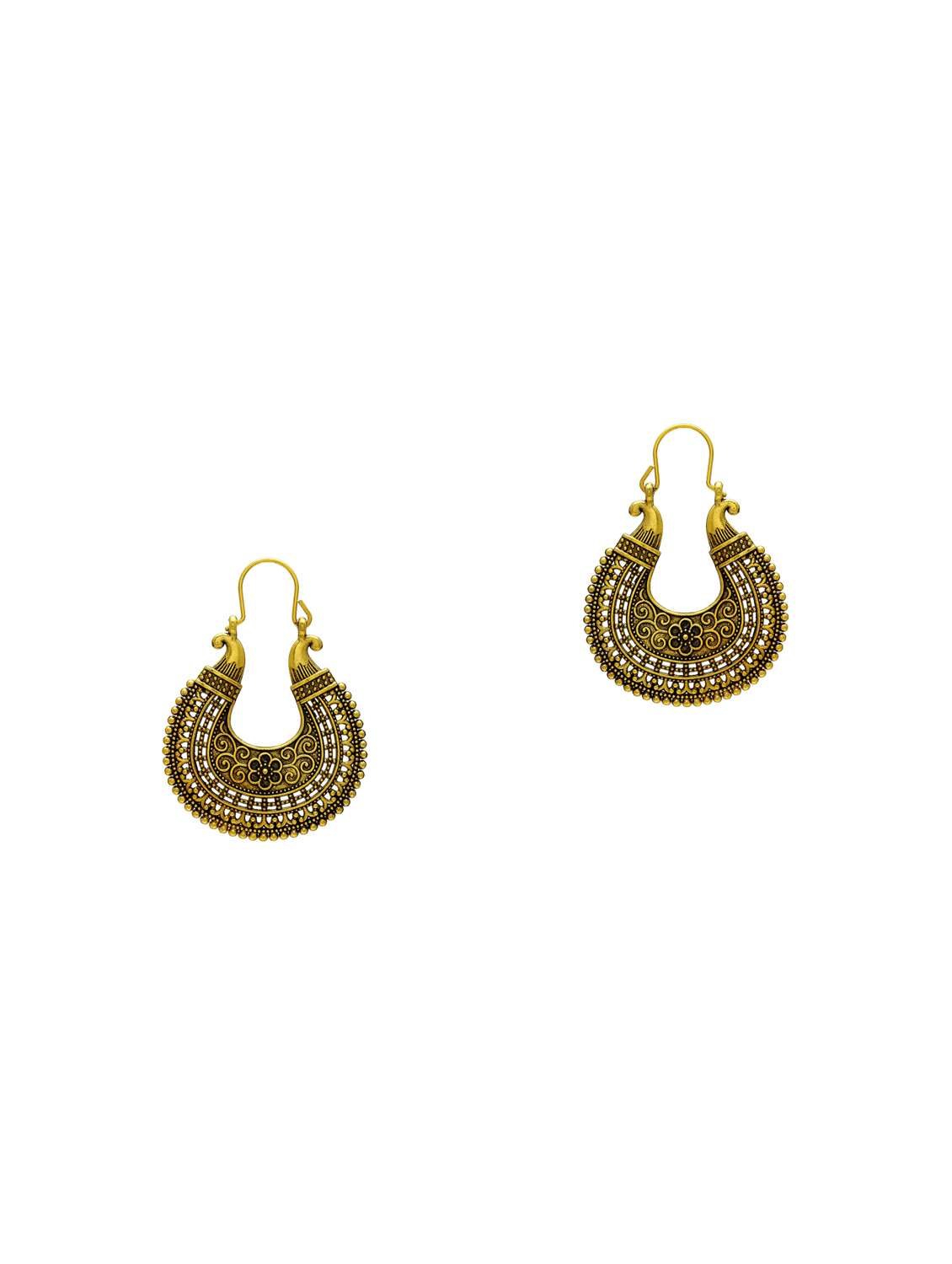 women gold brass chandbali earring  - 18534386 -  Zoom Image - 0