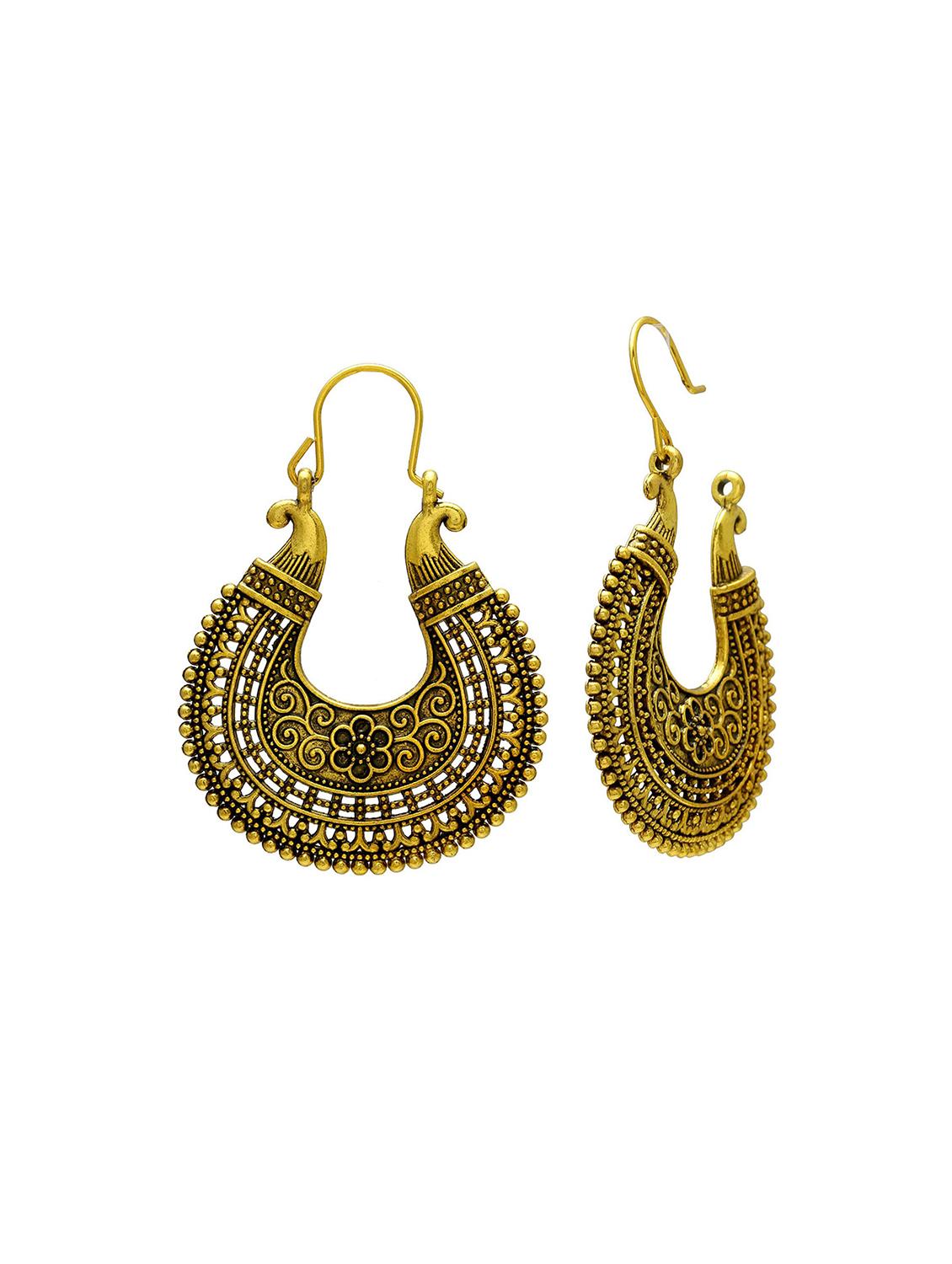 women gold brass chandbali earring - 18534386 - Standard Image - 1