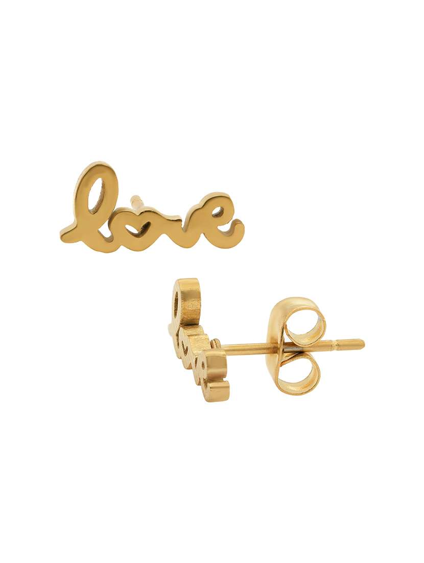 women golden stud earring - 18534394 -  Standard Image - 1