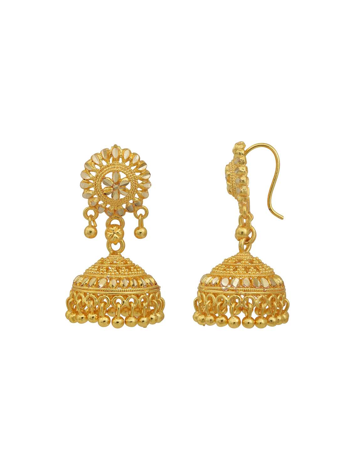 women gold jhumka earring - 18534396 -  Standard Image - 1