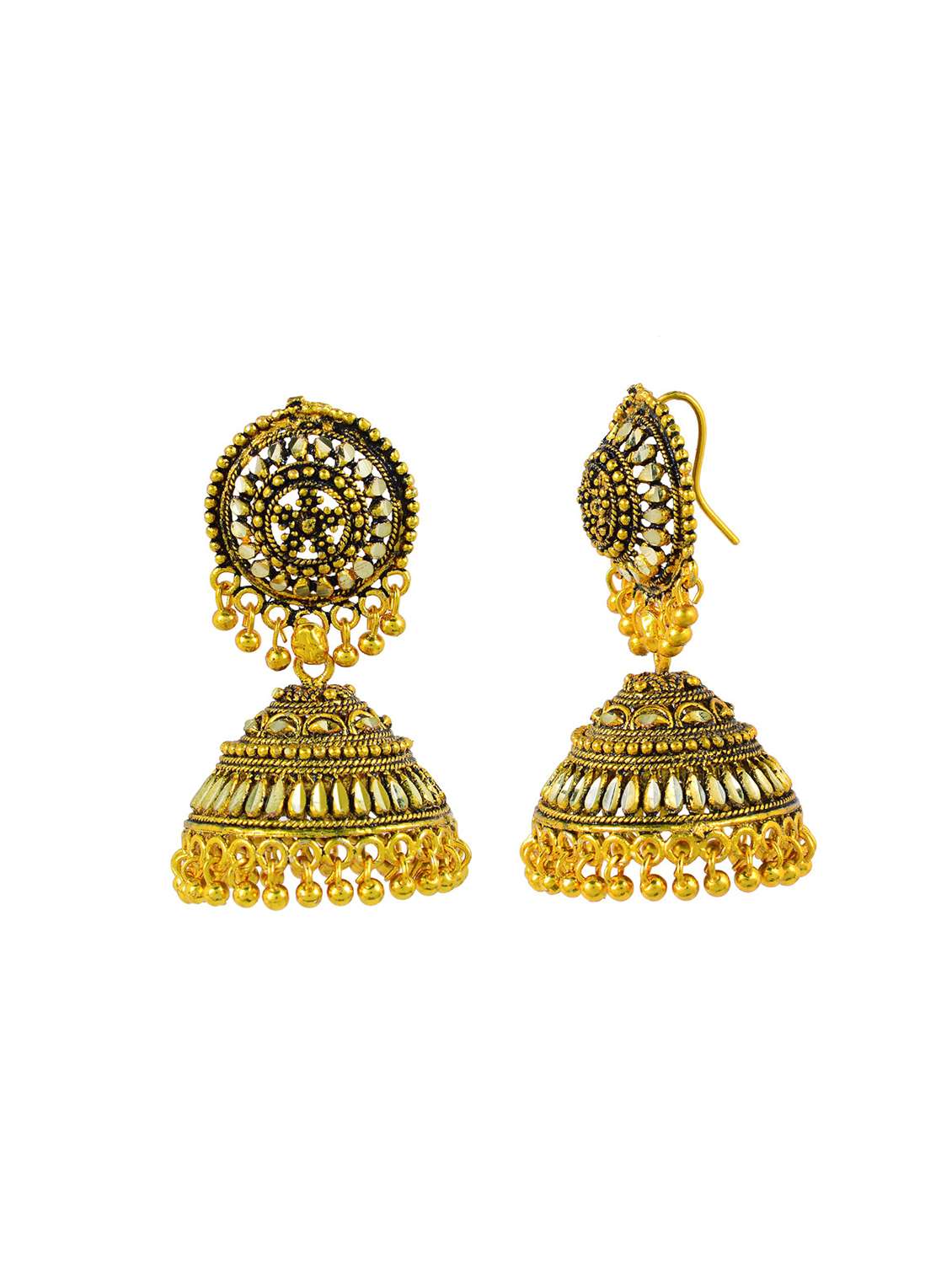 women gold plated jhumka earring - 18534399 - Standard Image - 1