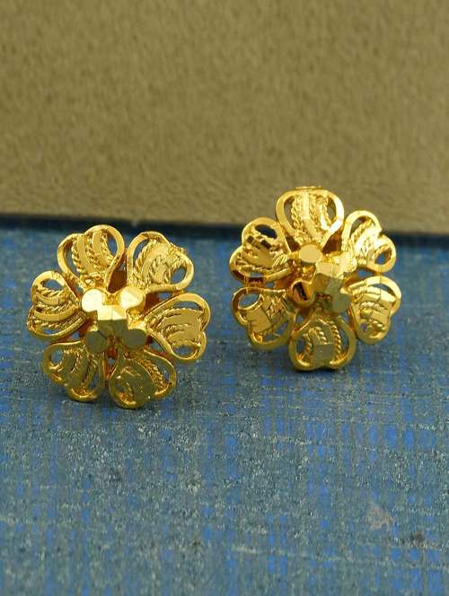 women golden stud earring - 18534429 - Standard Image - 0
