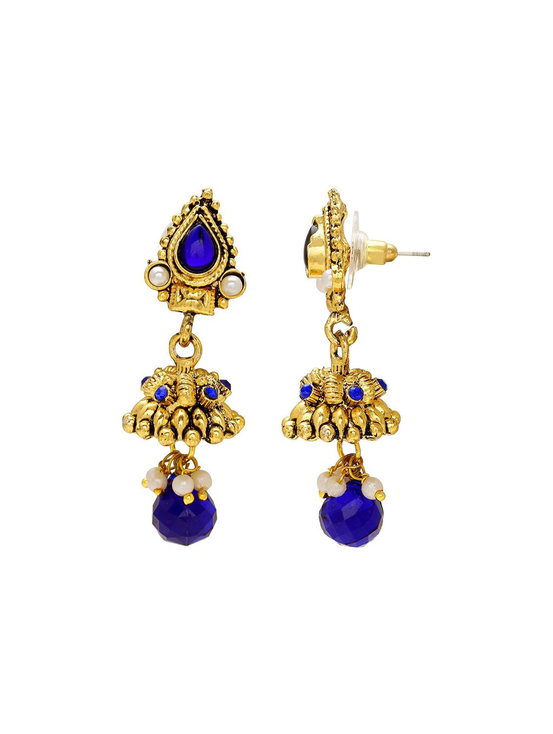 gold brass jhumka earring - 18534455 - Standard Image - 1