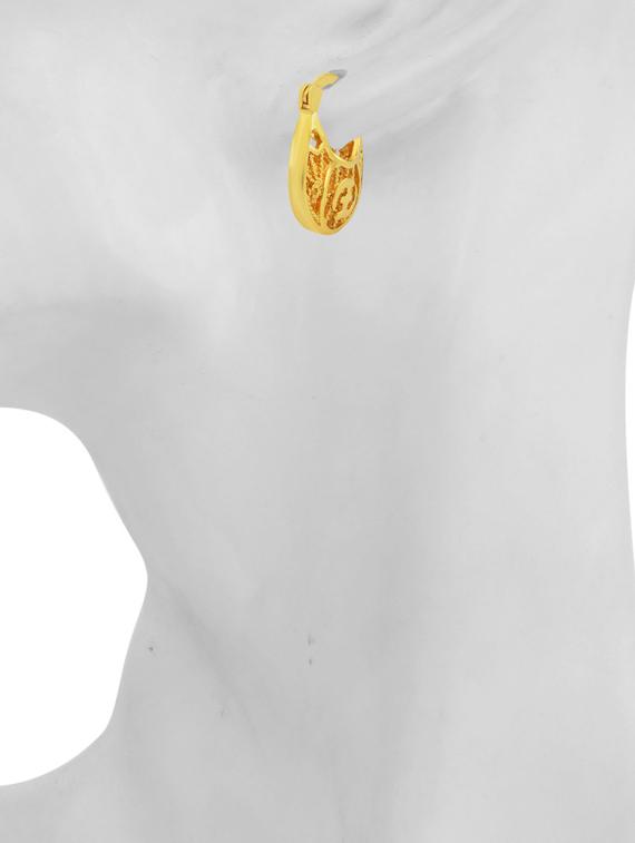 gold brass hoop earring - 18534496 - Standard Image - 1