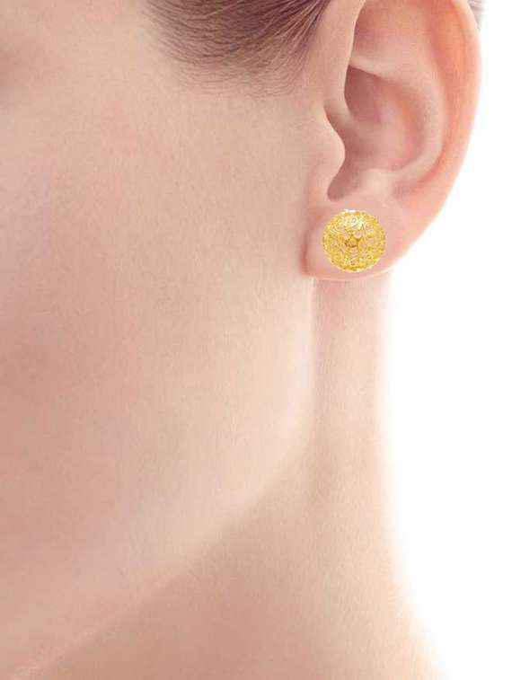 gold brass stud earring - 18534499 -  Standard Image - 1