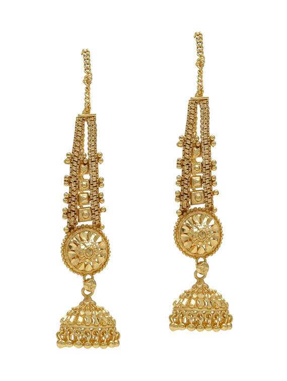 gold brass jhumka earring - 18534502 -  Standard Image - 1