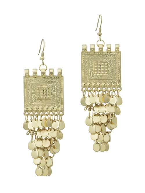 gold brass drop earring - 18534504 -  Standard Image - 0