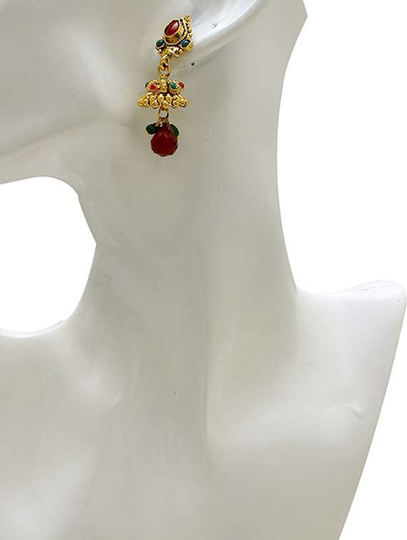 gold brass jhumka earring - 18534508 -  Standard Image - 1