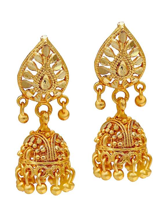 gold brass jhumka earring