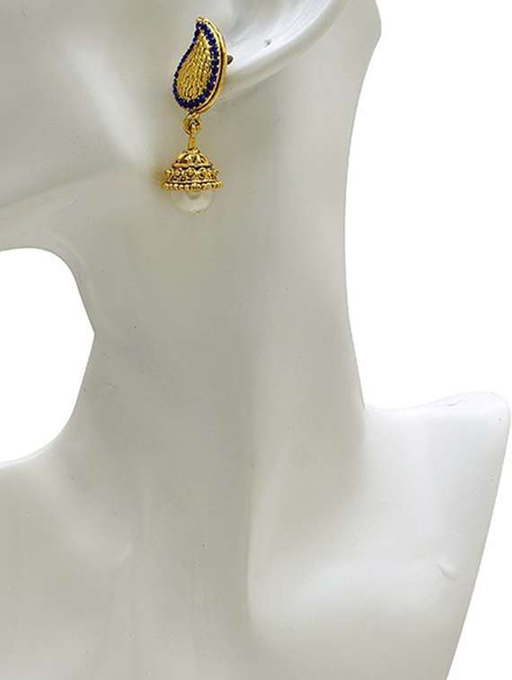 gold brass jhumka earring - 18534514 -  Standard Image - 1