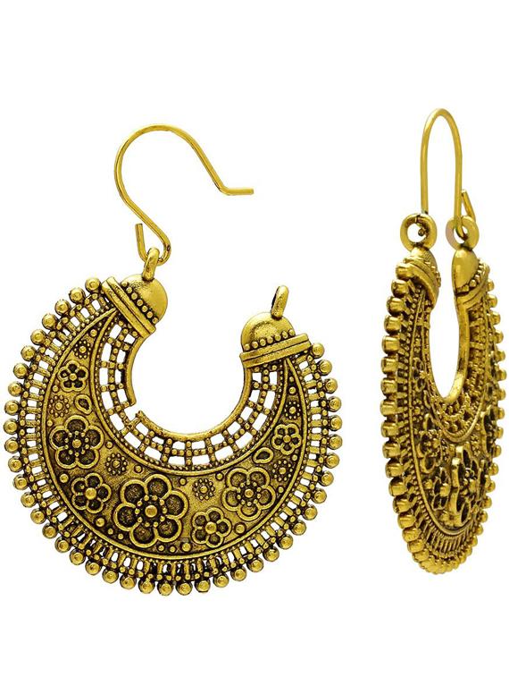 gold brass hoop earring - 18534528 - Standard Image - 1