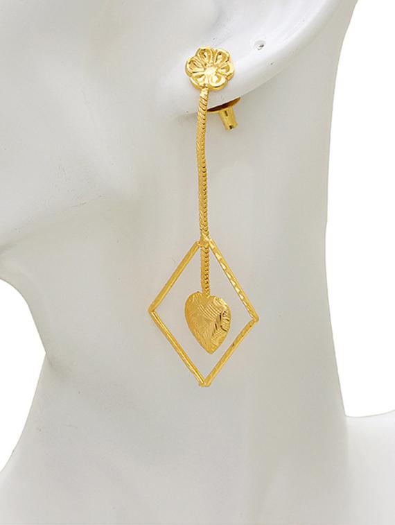 gold brass drop earring - 18534531 - Standard Image - 1