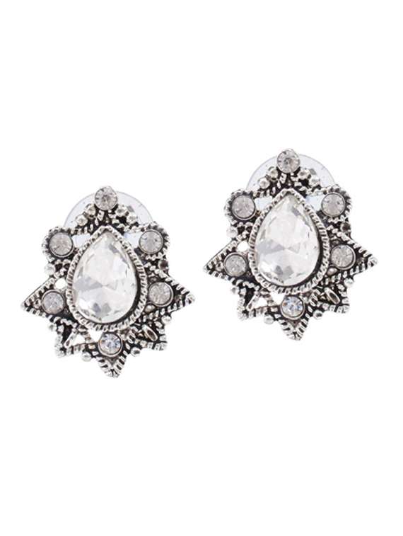 silver brass stud earring