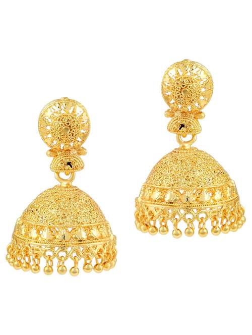 gold brass jhumka earring - 18534541 - Standard Image - 0