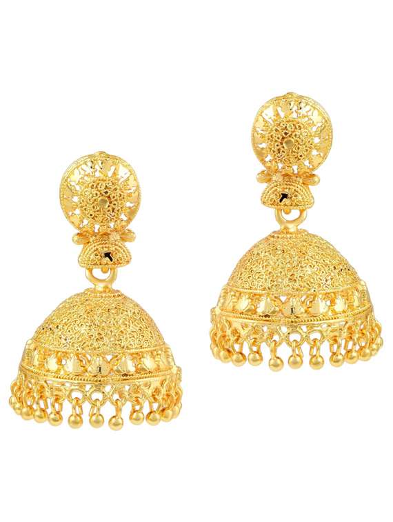 gold brass jhumka earring - 18534541 - Zoom Image - 0