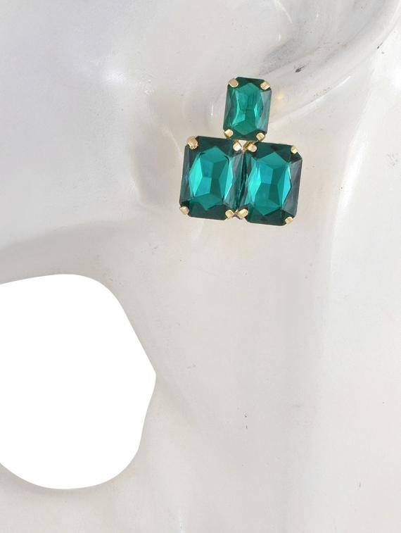 green brass stud earring - 18534551 -  Standard Image - 1
