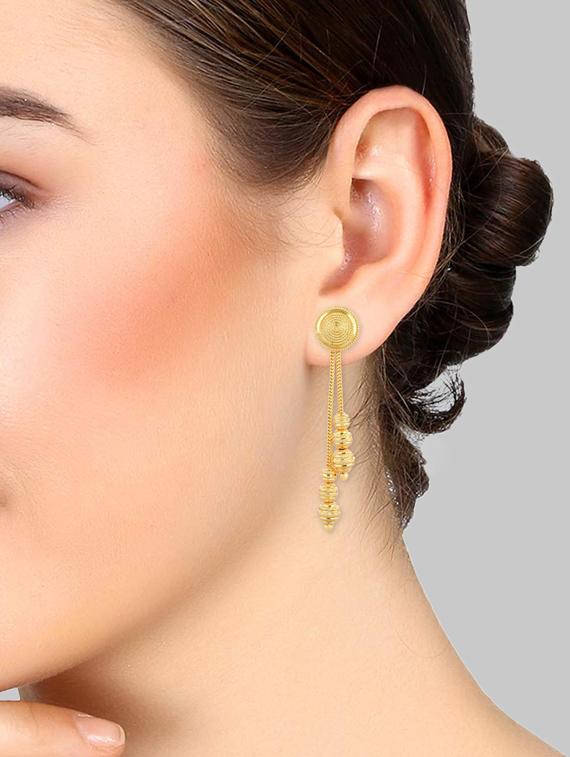gold brass drop earring - 18534561 - Standard Image - 1