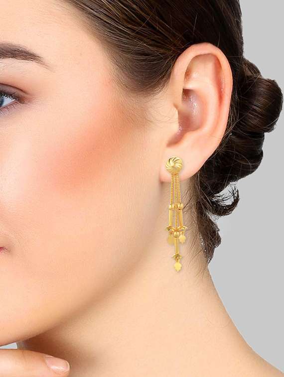 gold brass drop earring - 18534565 -  Standard Image - 1