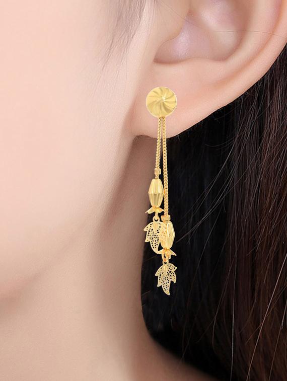 gold plated drop earring - 18534570 - Standard Image - 1