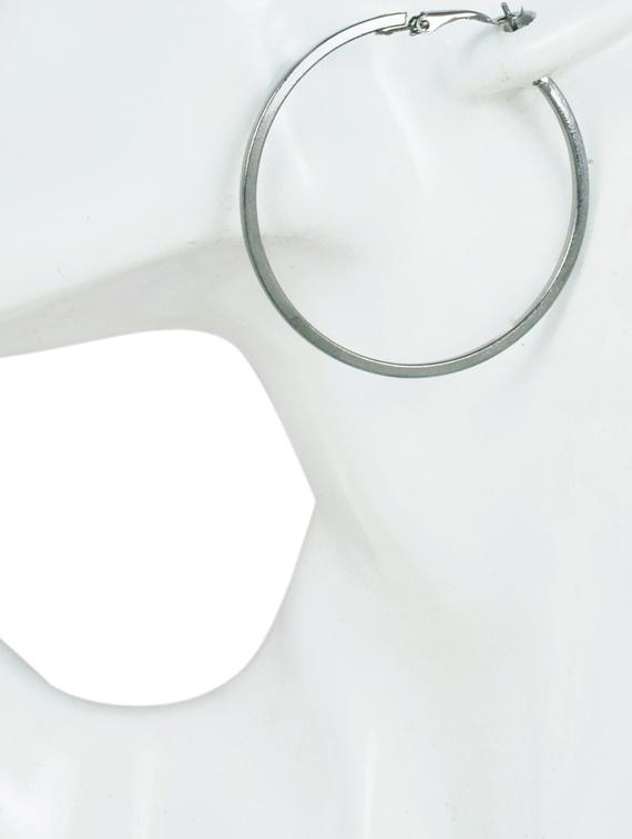 silver brass hoop earring - 18534571 -  Standard Image - 1