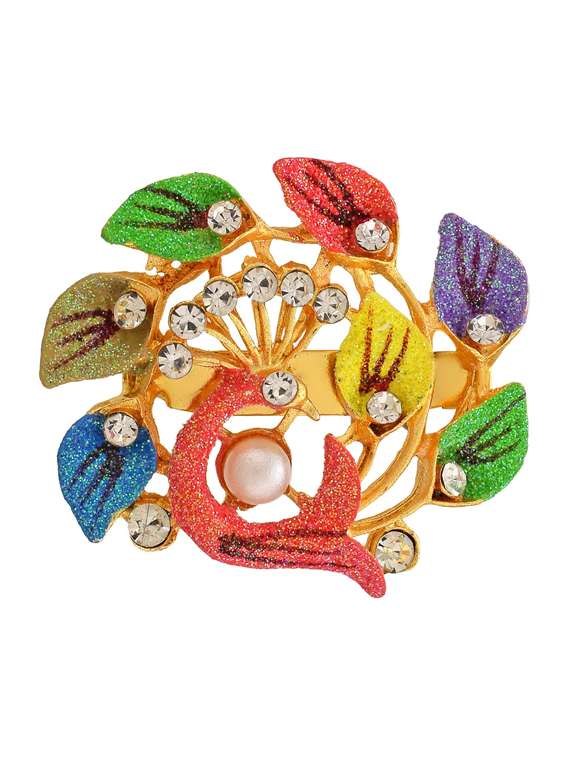 multi colored brass brooch