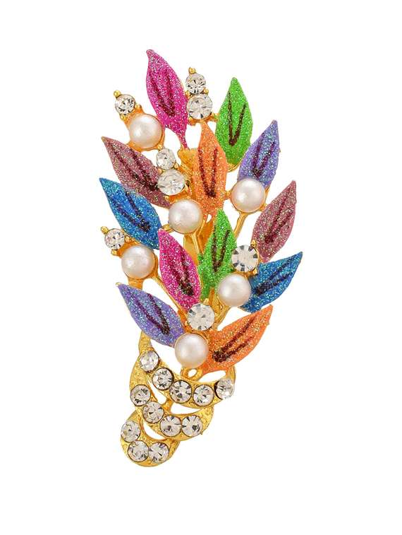 multi colored brass brooch