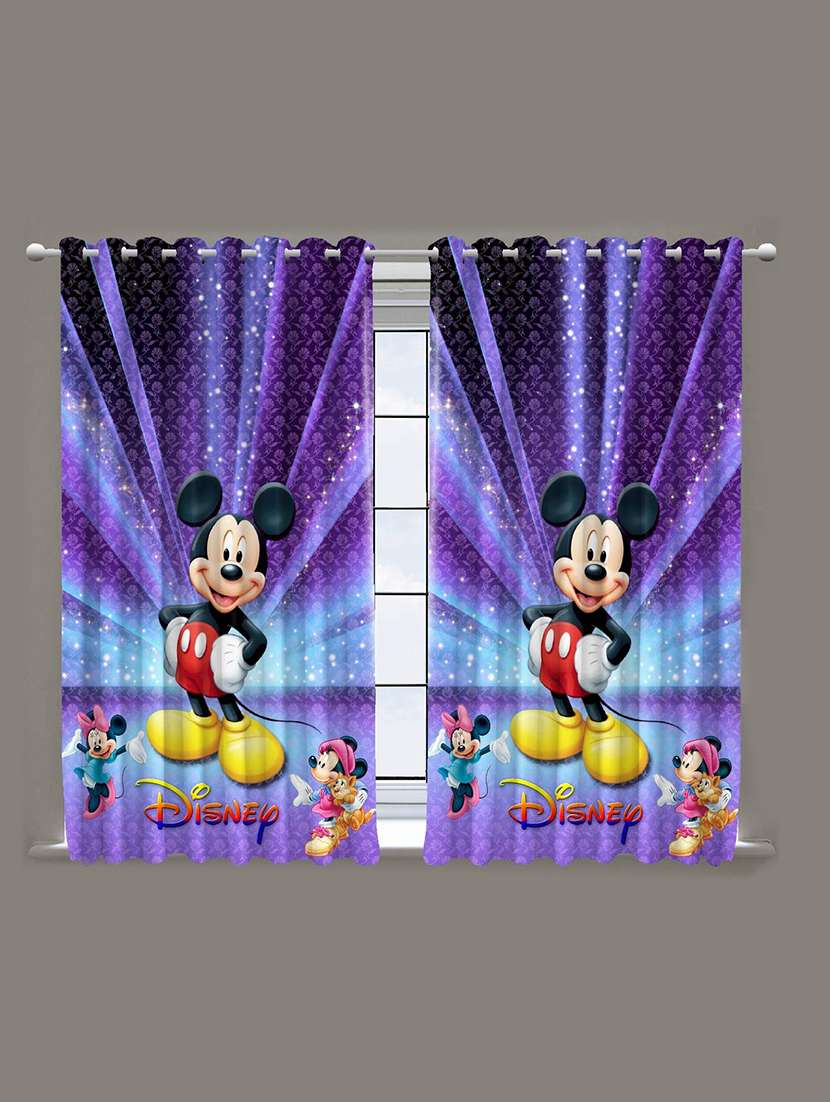 digital print window curtains set of 2 pcs (mickey mouse, 7 x 4 feet) home du00e9cor