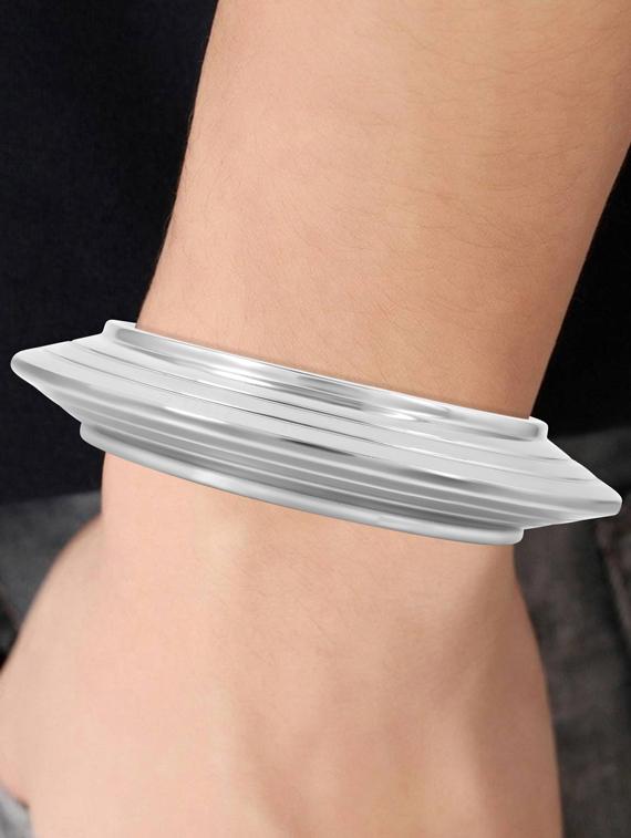silver satin less steel bangle - 18534717 - Standard Image - 1